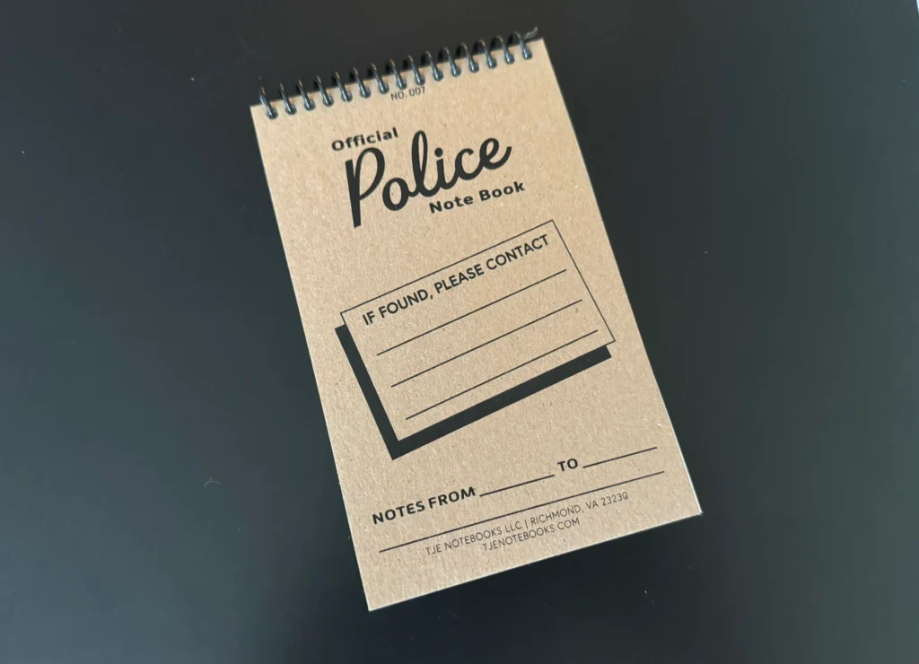 Police notebook front cover